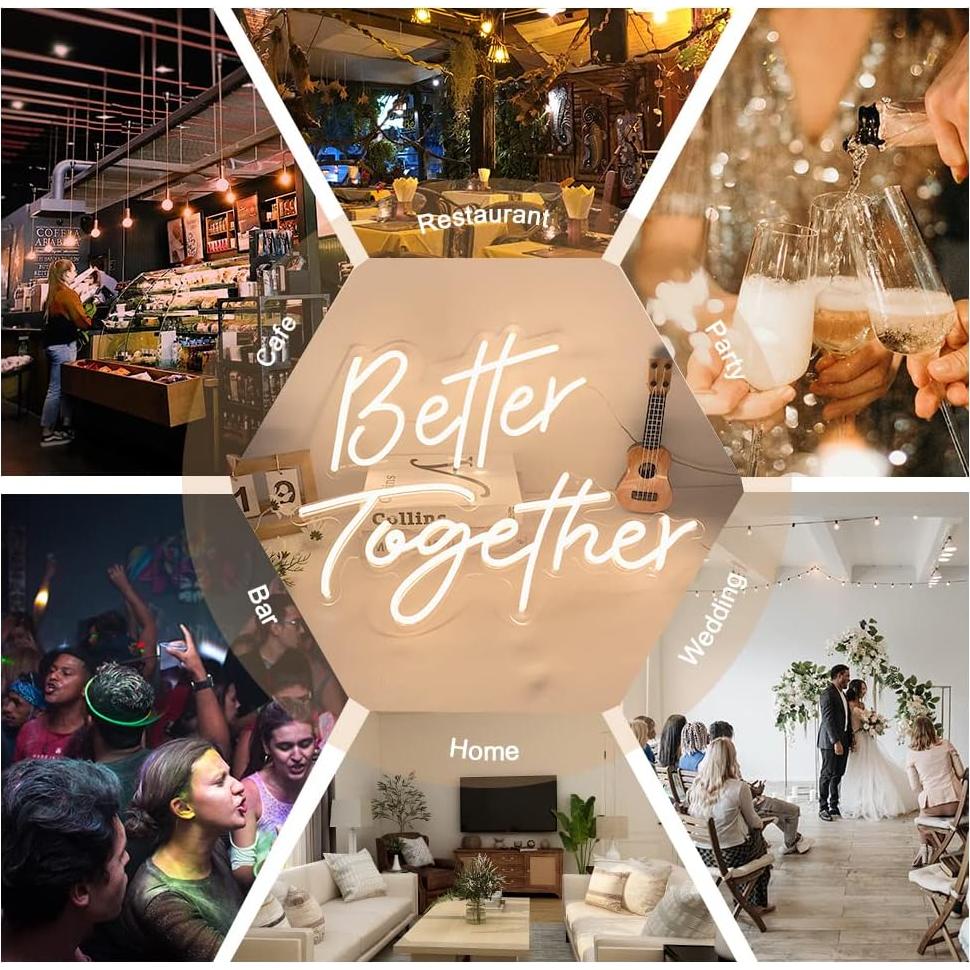 Letrero de Neón Mejor Juntos Jxin 60.96x25.4cm Decoración Boda