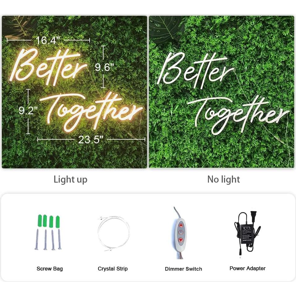 Letrero de Neón Mejor Juntos Jxin 60.96x25.4cm Decoración Boda