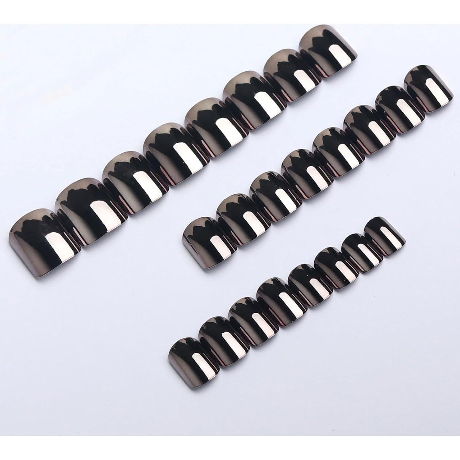 Uñas Postizas BFY Acrílicas Espejo Cuadradas 24 Pcs