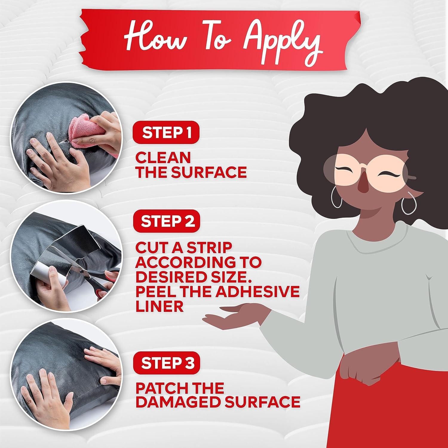 Kit de Reparación de Cuero XFasten Negro 7.62 cm x 152.4 cm