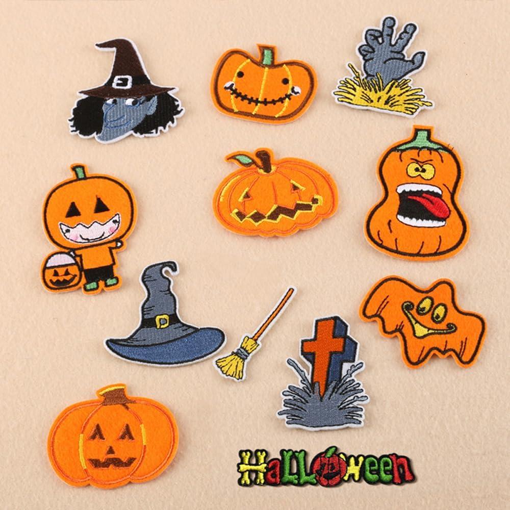 12 Parches Bordados Halloween Adonisaon Calabaza y Calavera