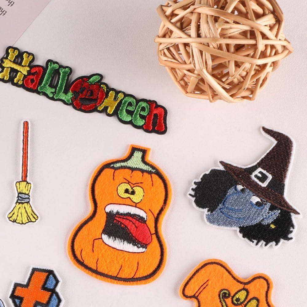12 Parches Bordados Halloween Adonisaon Calabaza y Calavera