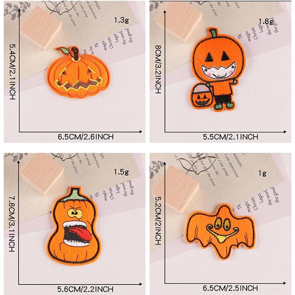 12 Parches Bordados Halloween Adonisaon Calabaza y Calavera