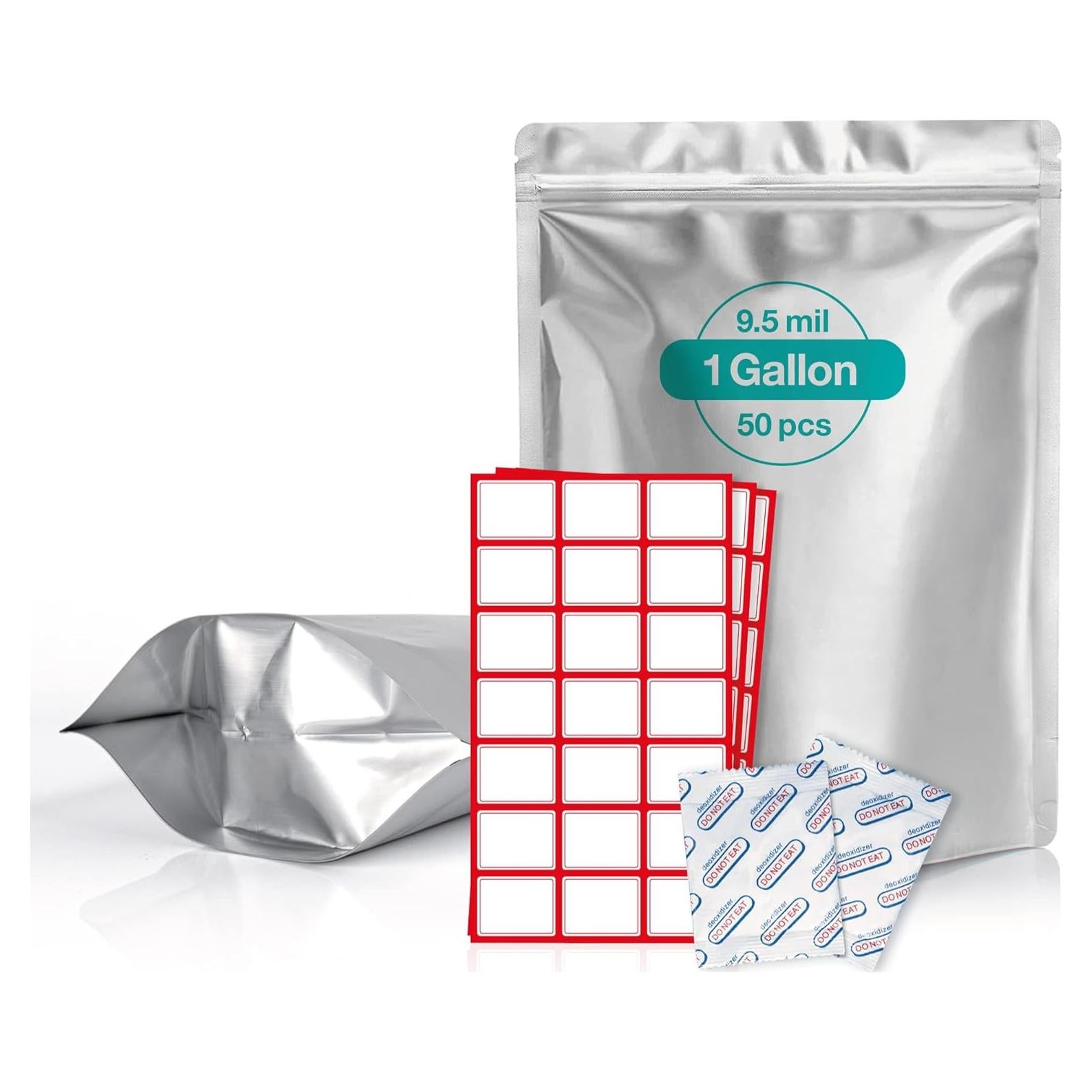 Bolsas Mylar 1 Galón Belle KR - 50 Pcs con Absorbentes de Oxígeno