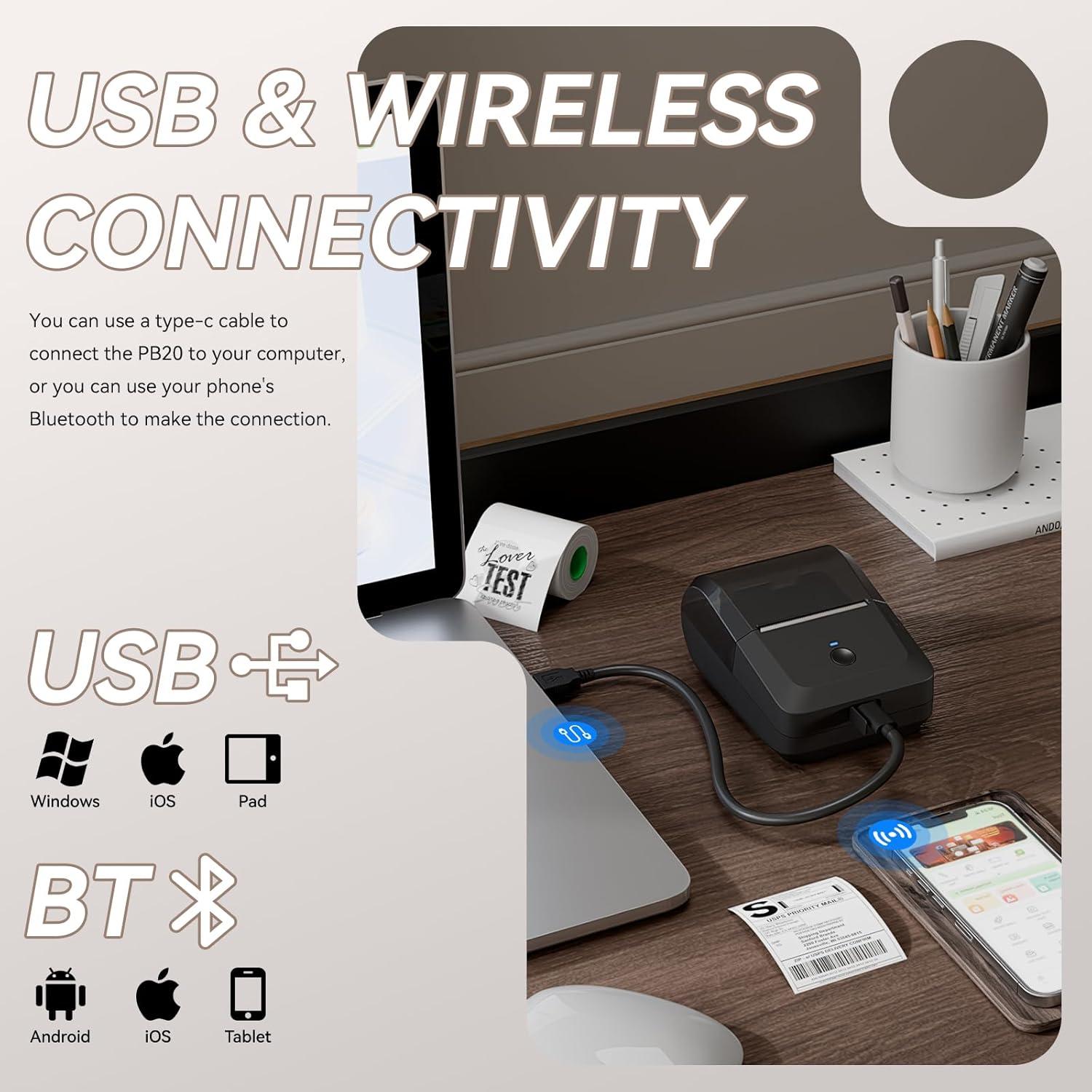 Impresora Térmica de Etiquetas PeriPage PB Gris 5.08 cm