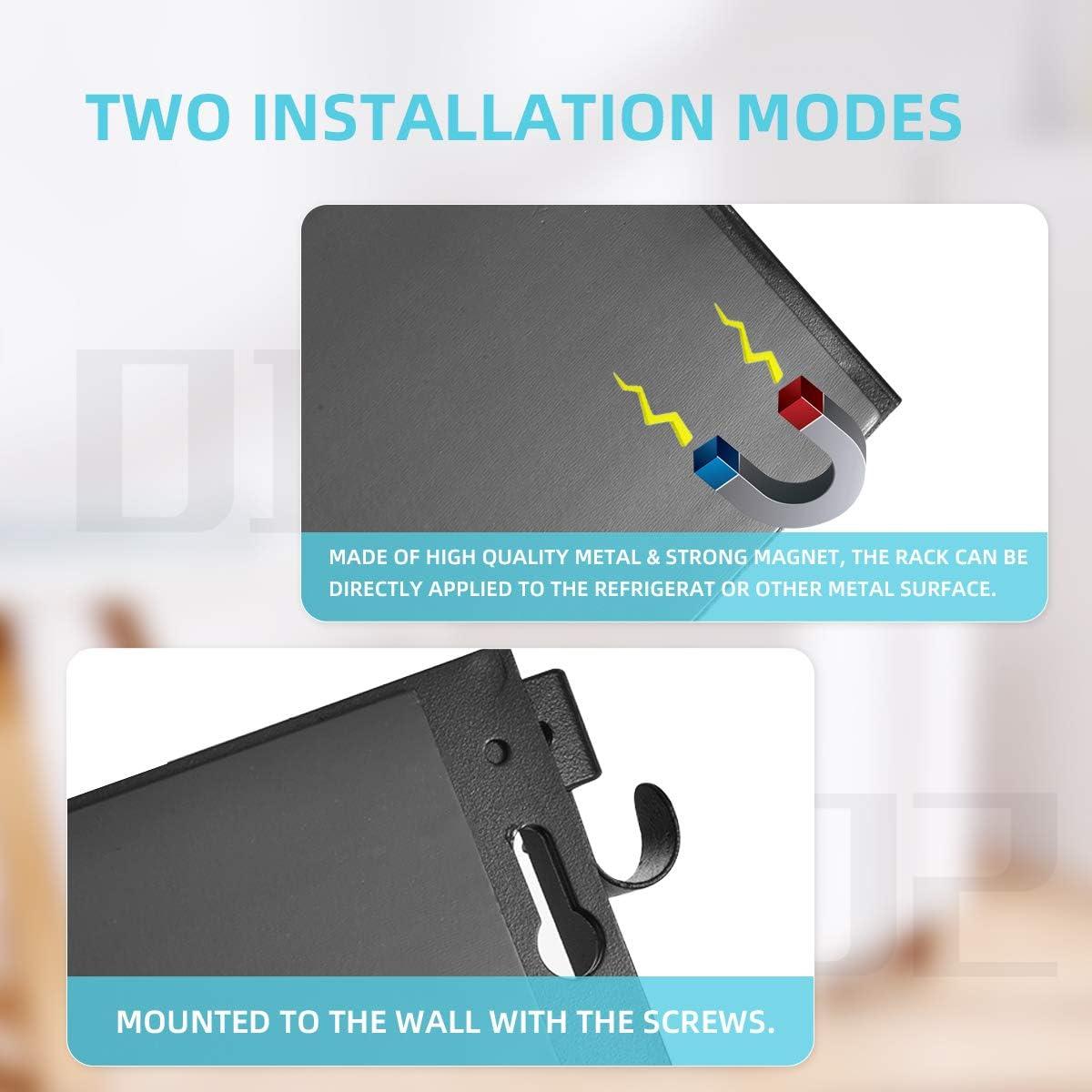 Organizador Magnético de Cocina TLIOCAS Negro con Ganchos