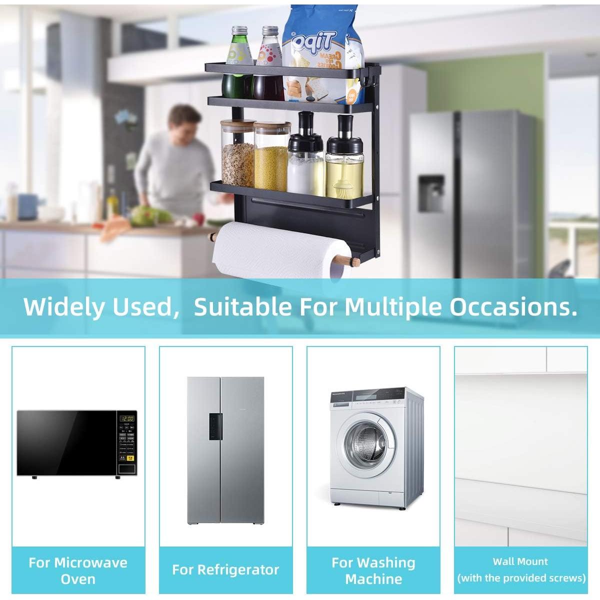 Organizador Magnético de Cocina TLIOCAS Negro con Ganchos