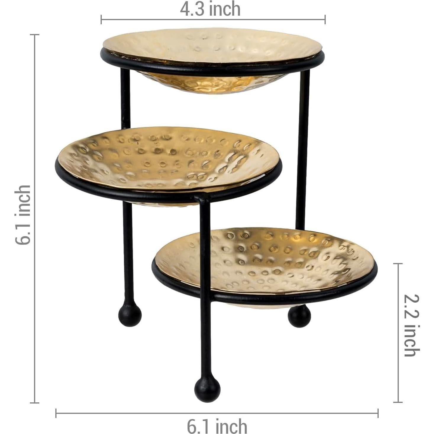 Organizador de Joyas MyGift 3 Niveles Metal Martillado 15.5 cm