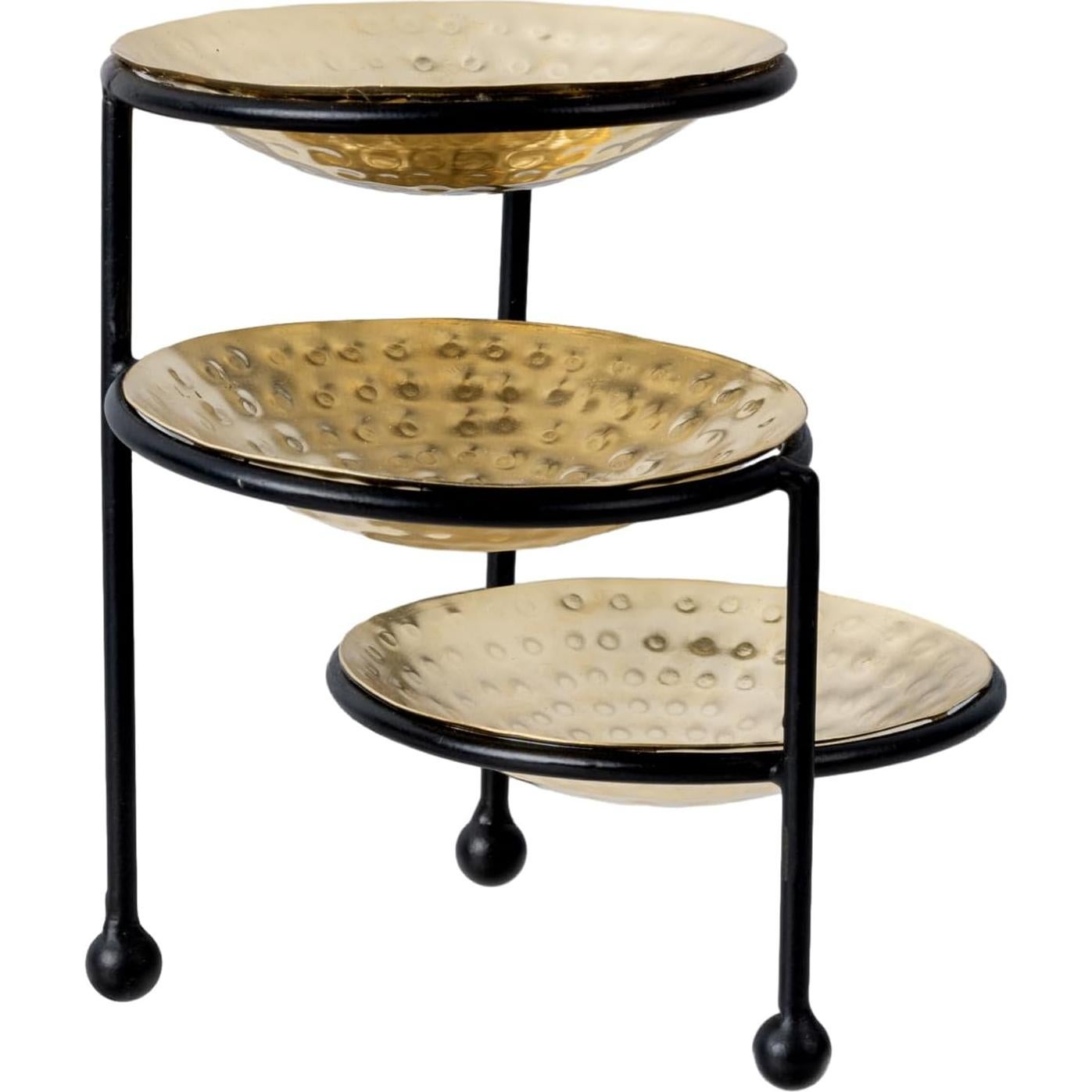 Organizador de Joyas MyGift 3 Niveles Metal Martillado 15.5 cm