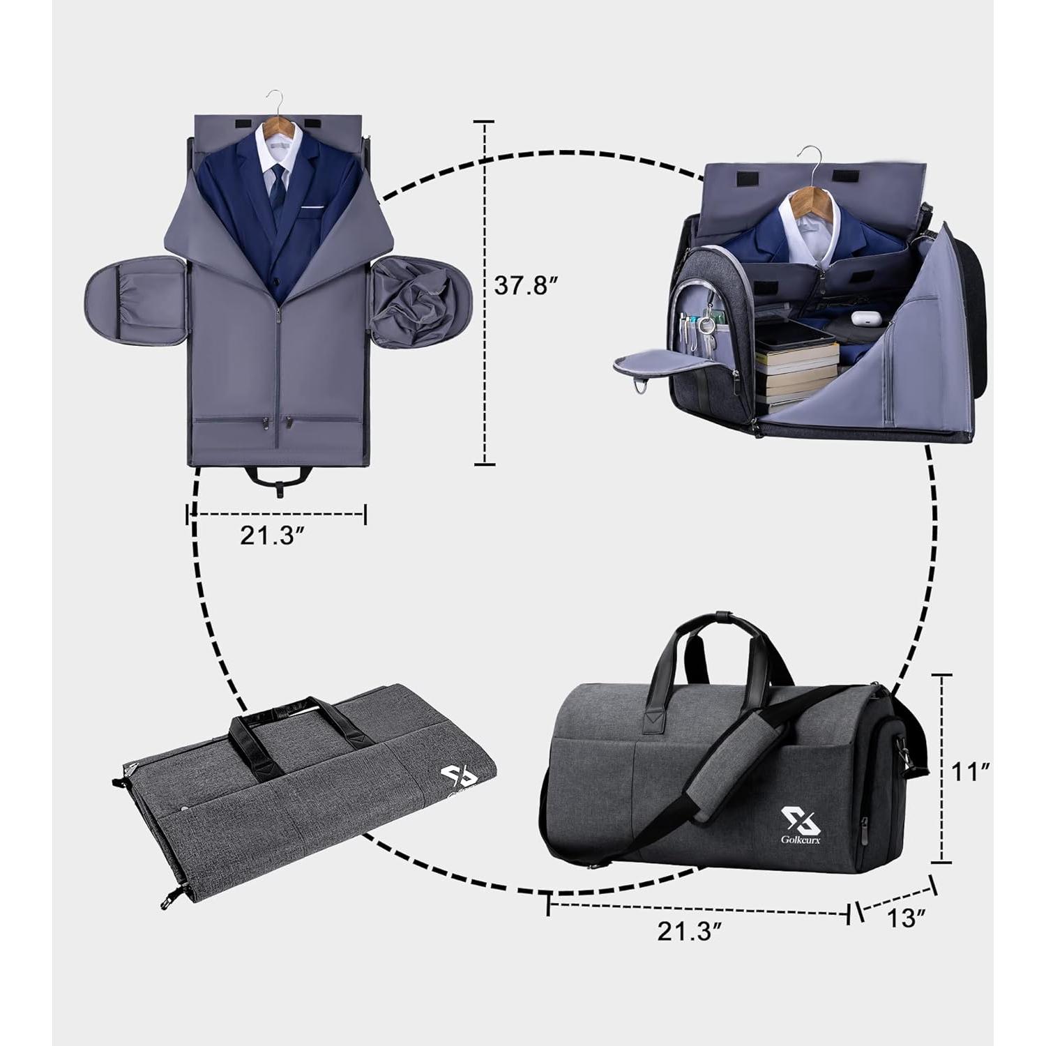 Bolsa de Ropa Convertible Golkcurx 2 en 1 para Viajar - Negro