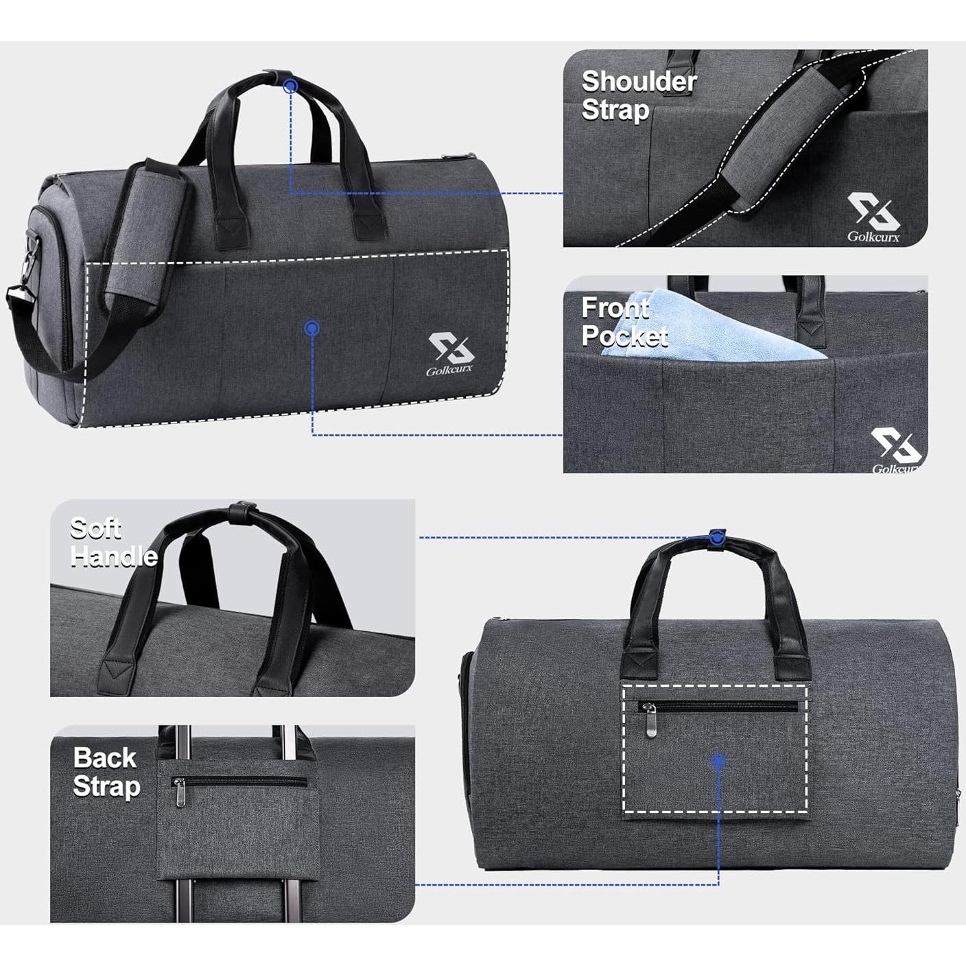 Bolsa de Ropa Convertible Golkcurx 2 en 1 para Viajar - Negro