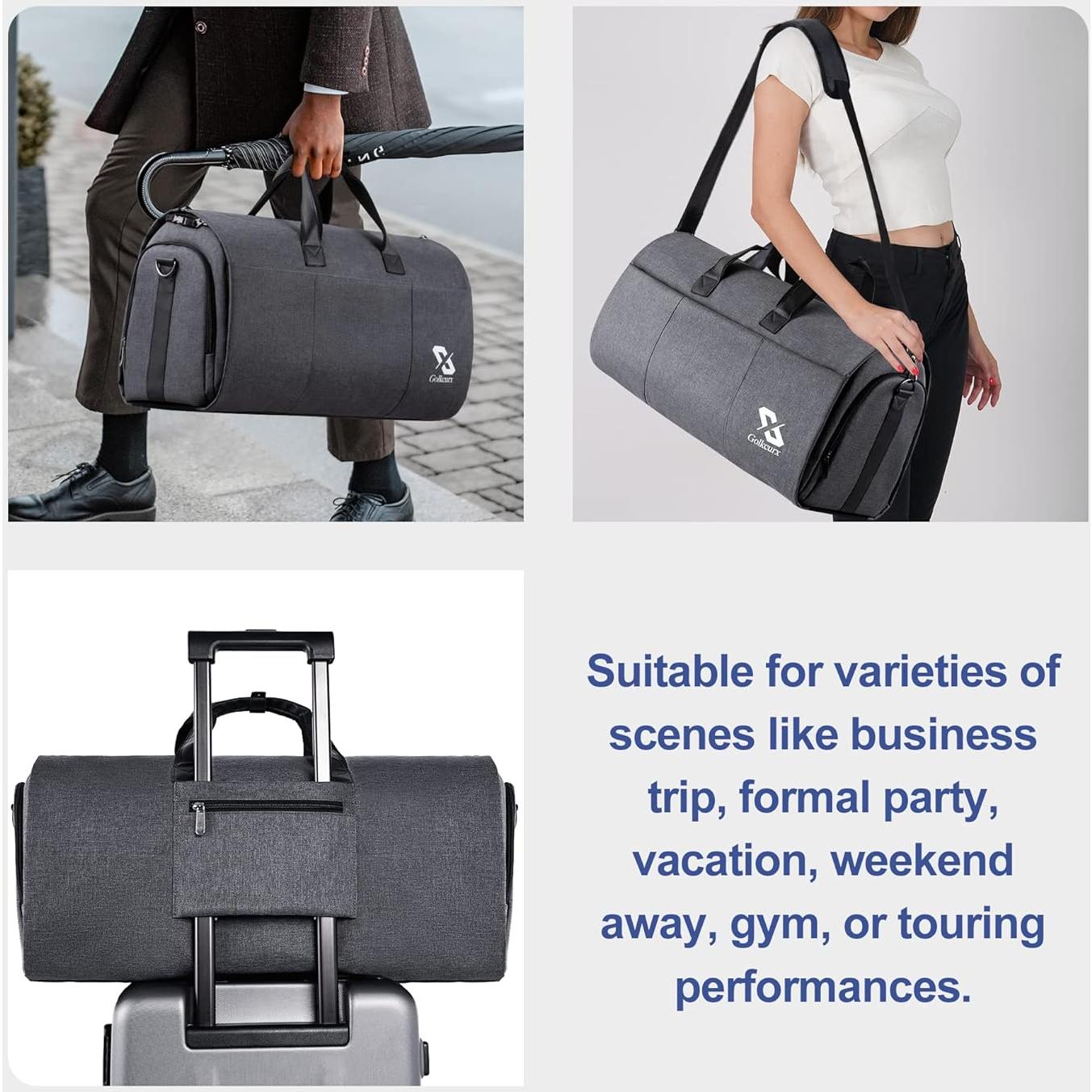 Bolsa de Ropa Convertible Golkcurx 2 en 1 para Viajar - Negro