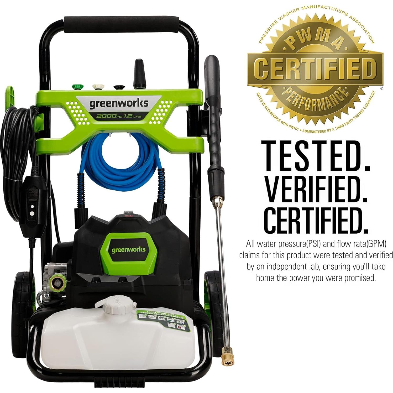 Greenworks 2000 PSI 1.2 GPM Pressure Washer (Open Frame GPW2003) GPW2003