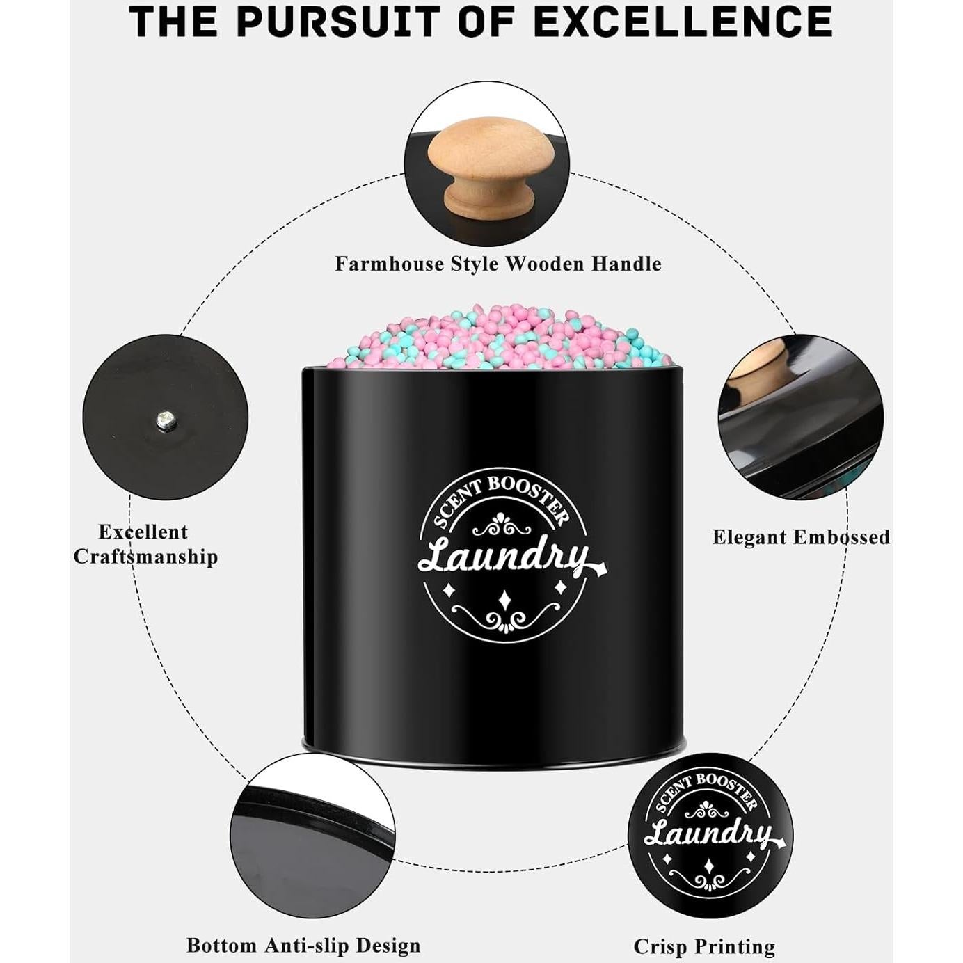 Contenedor Dispensador de Perlas Fragancia Lavandería SACREDAY Negro