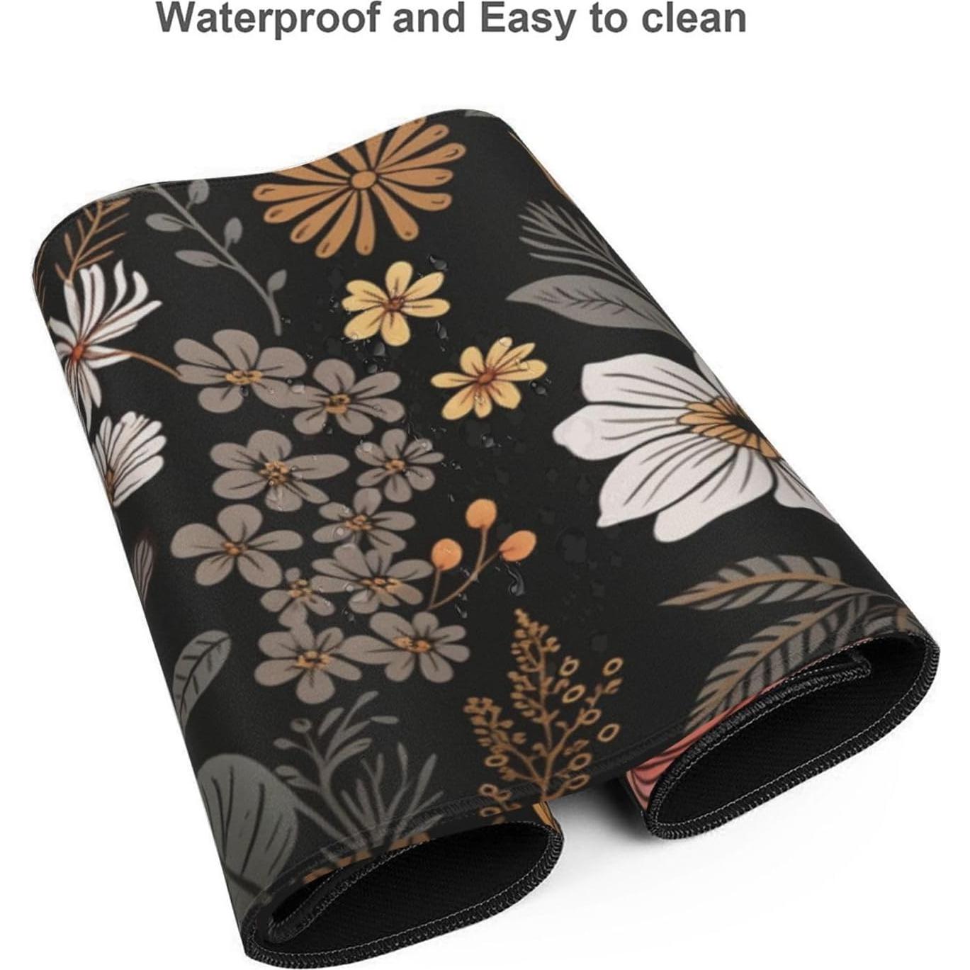Alfombrilla de Ratón XXL KOBWOPI 90x40cm Impermeable Flores Boho