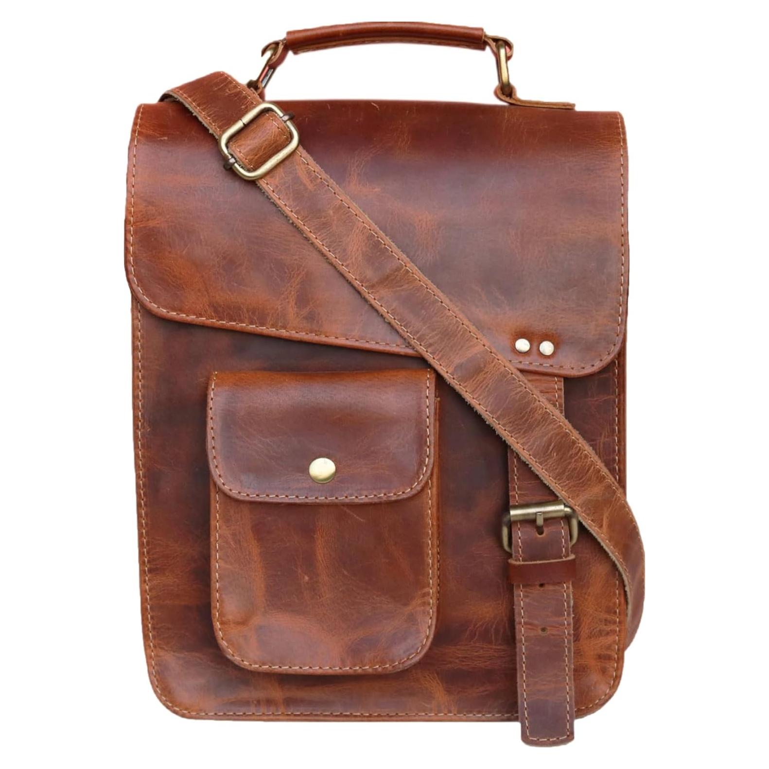 Bolsa de mensajero de cuero Jaald 28 cm unisex vintage