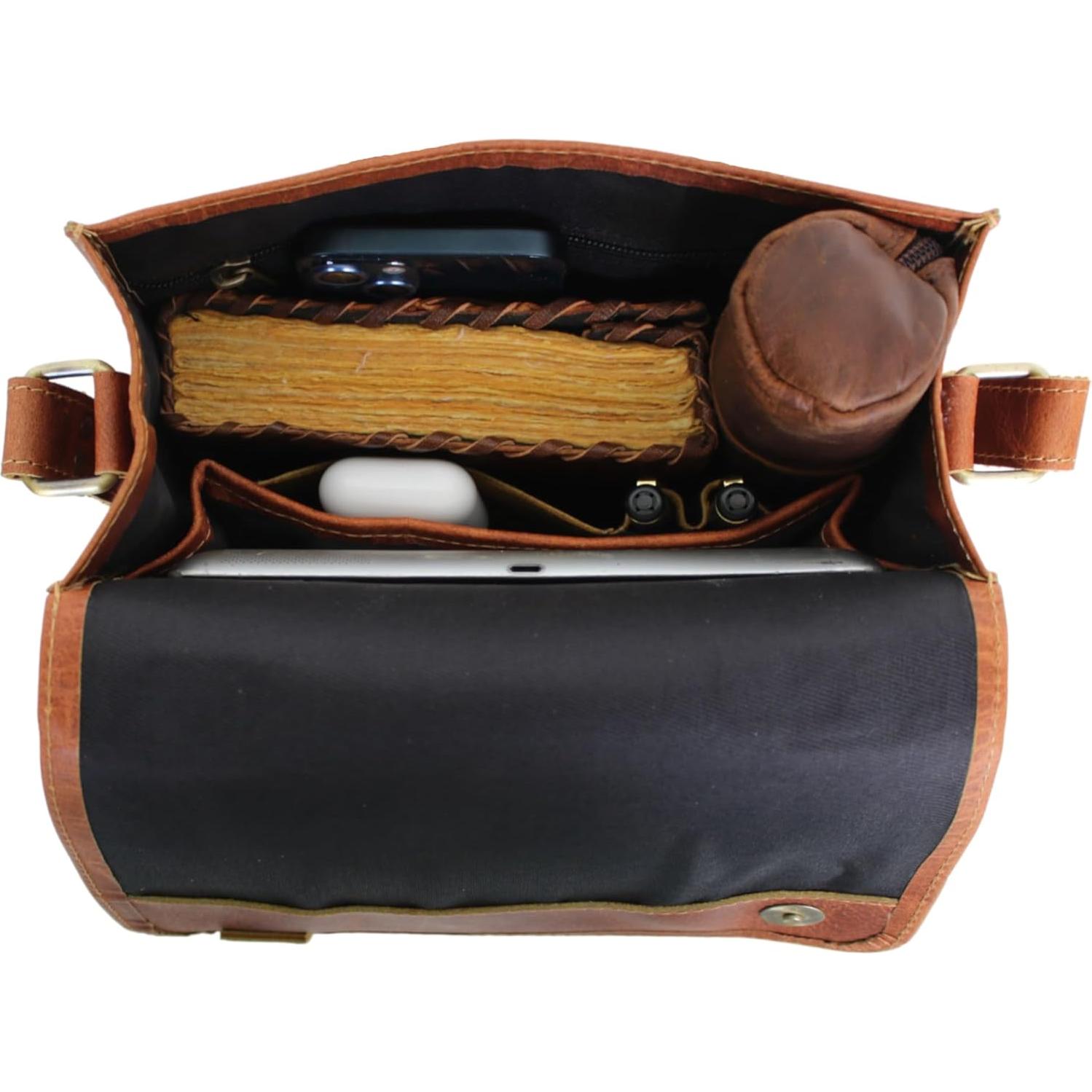 Bolsa de mensajero de cuero Jaald 28 cm unisex vintage