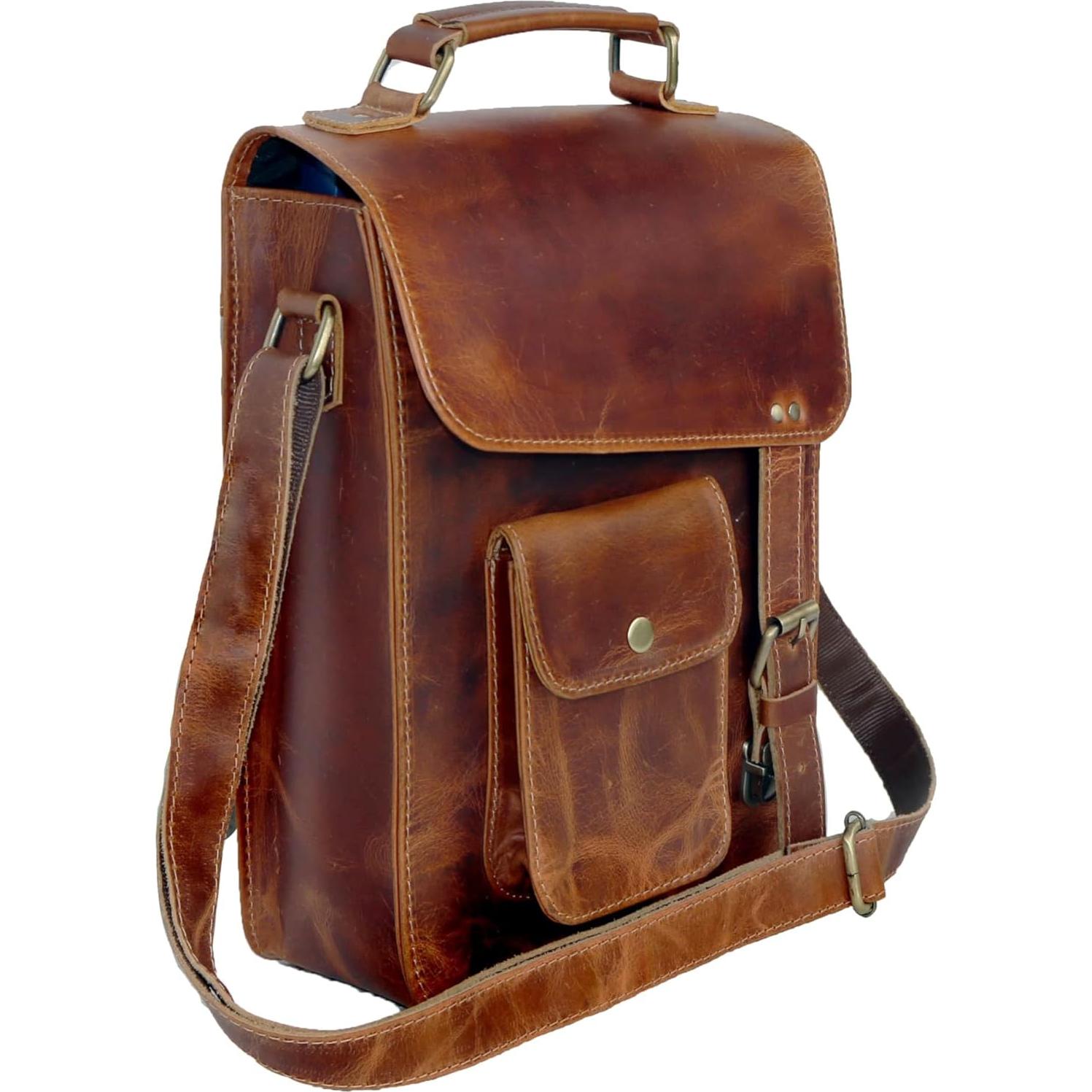 Bolsa de mensajero de cuero Jaald 28 cm unisex vintage