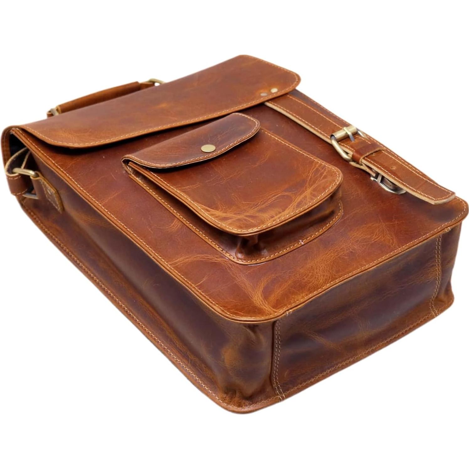 Bolsa de mensajero de cuero Jaald 28 cm unisex vintage