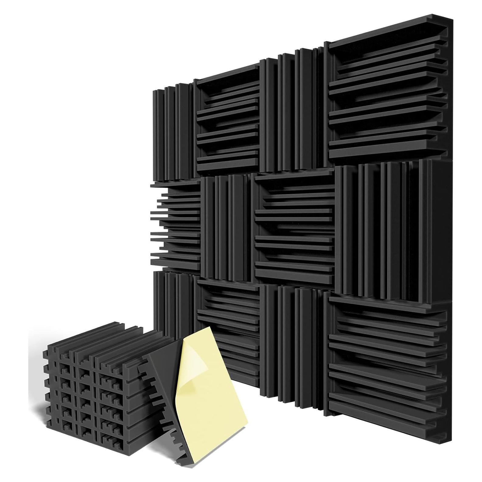 Paquete de 12 Paneles Acústicos Aislantes 5.08 cm Negro