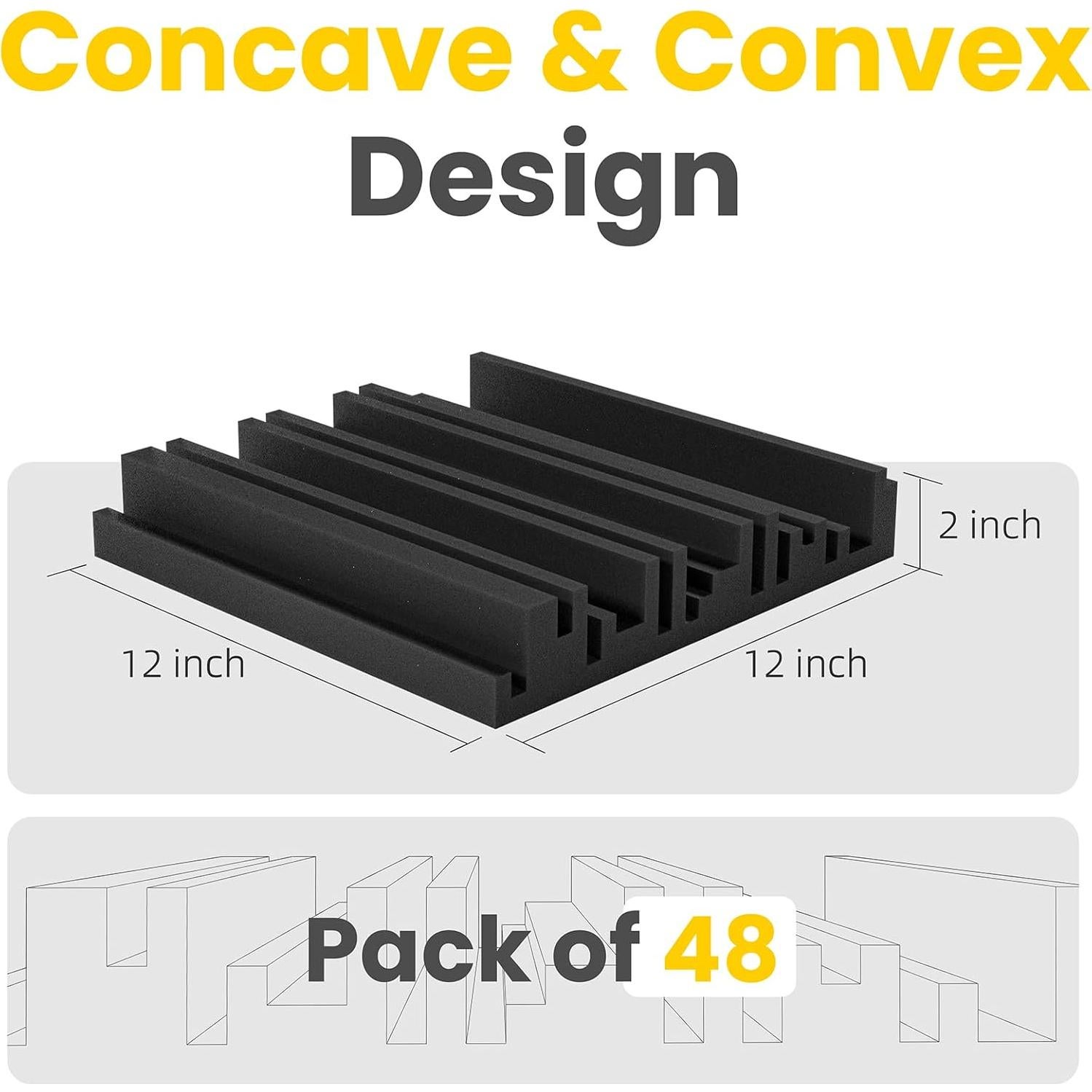 Paquete de 12 Paneles Acústicos Aislantes 5.08 cm Negro