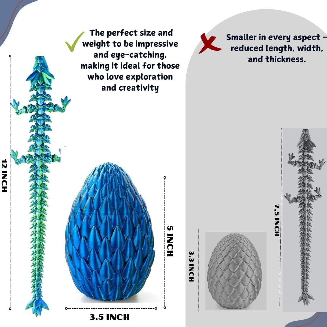 Dragón Articulado 3D POIVOCF en Huevo 12" Azul Lásser