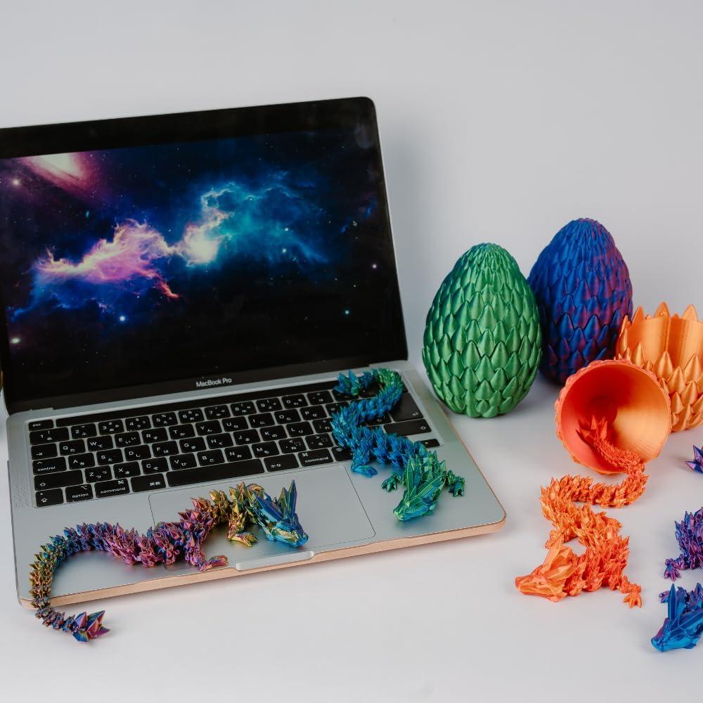 Dragón Articulado 3D POIVOCF en Huevo 12" Azul Lásser