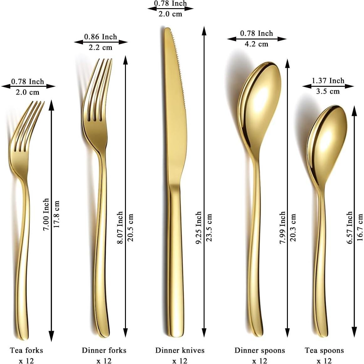 Juego de Cubiertos Berglander Gold 60 Piezas Acero Inoxidable