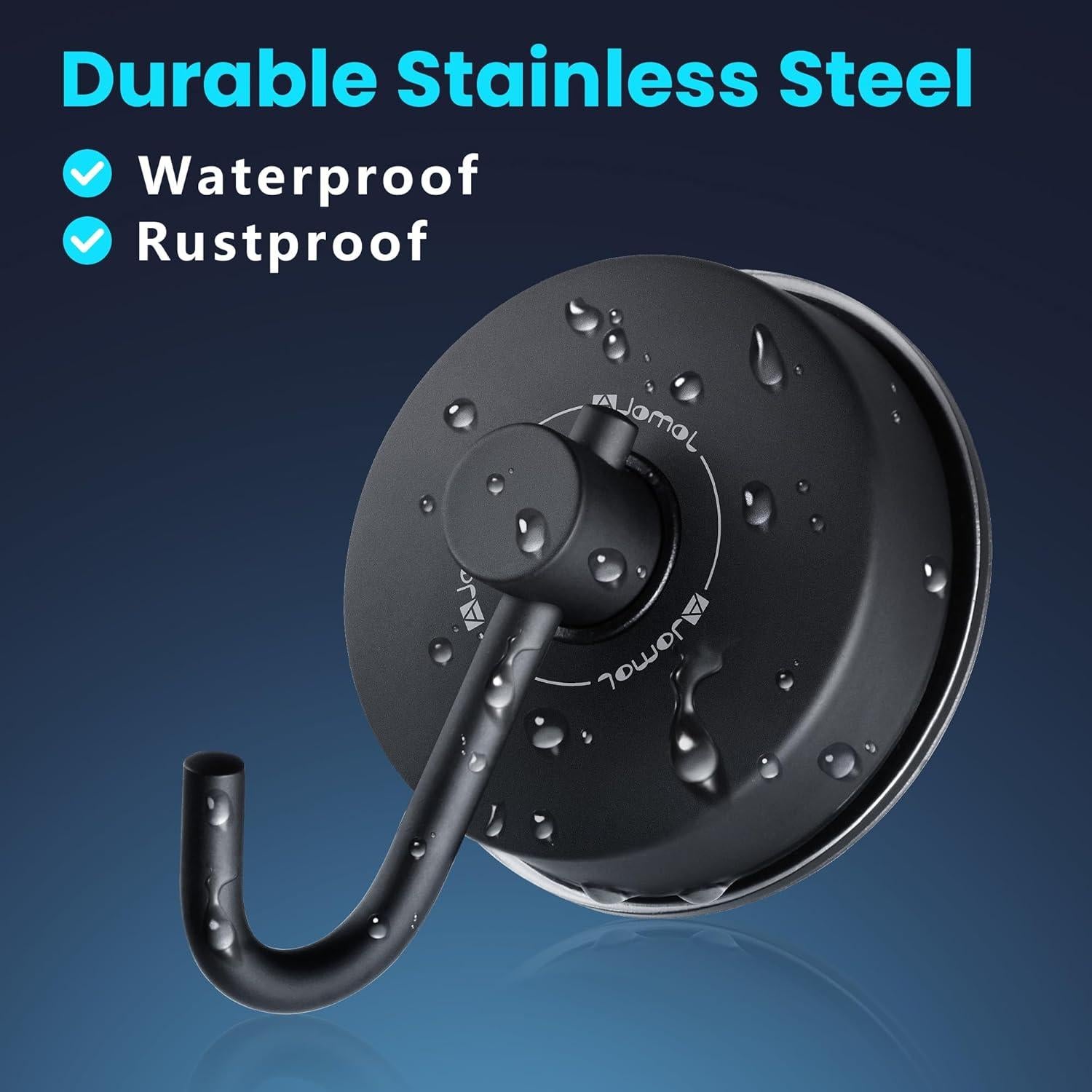 Gancho de Ducha JOMOLA con Ventosa Acero Inoxidable Negro 2PCS