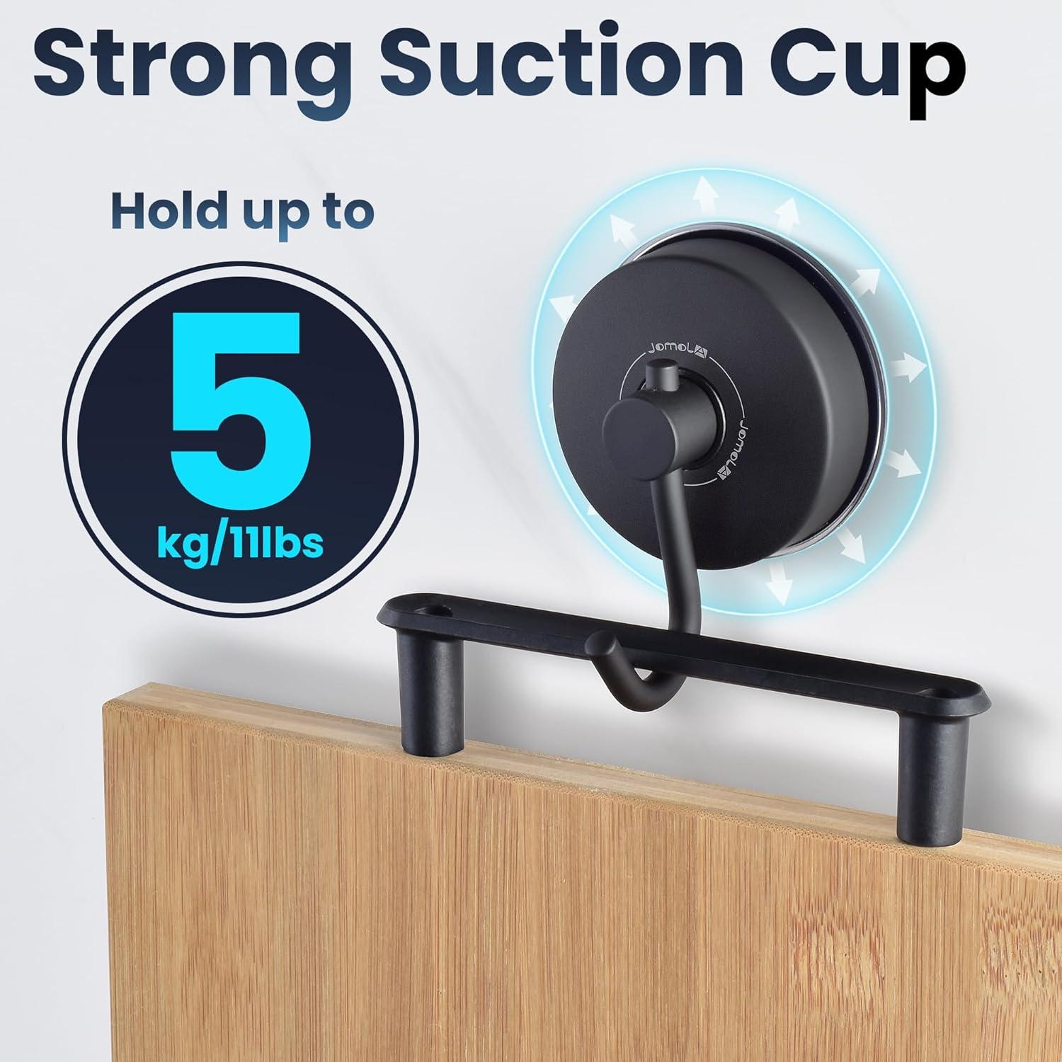 Gancho de Ducha JOMOLA con Ventosa Acero Inoxidable Negro 2PCS