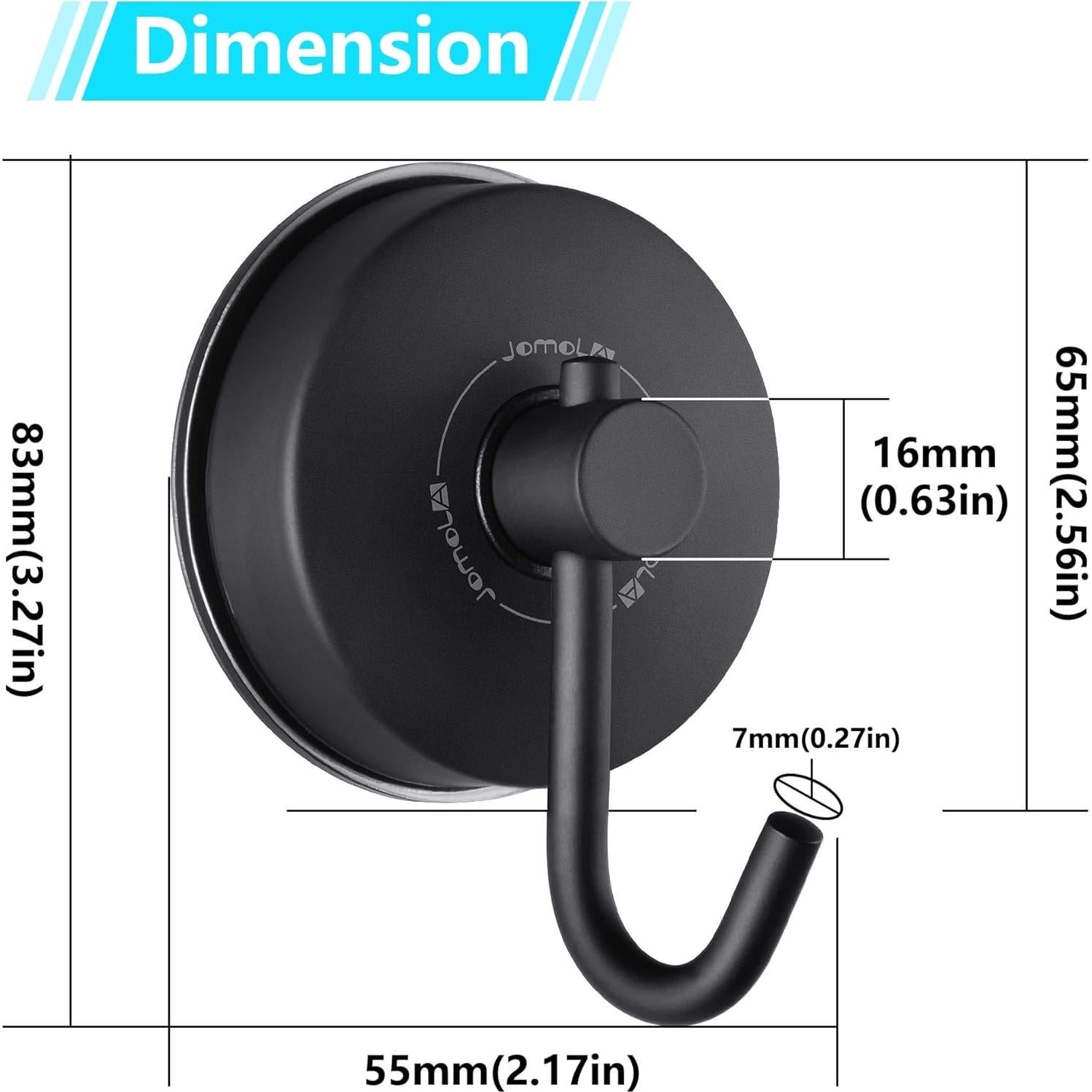 Gancho de Ducha JOMOLA con Ventosa Acero Inoxidable Negro 2PCS