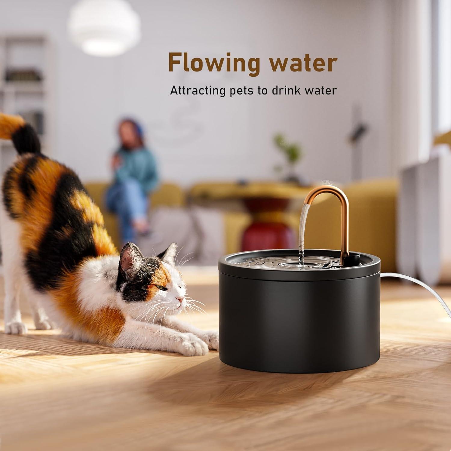 Fuente de Agua para Gatos DOOOB Cerámica 2.1L Ultra-Silenciosa