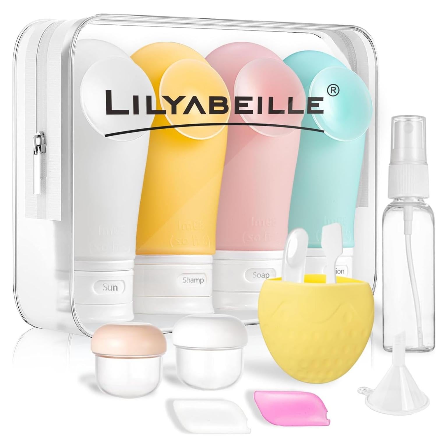 Kit de Botellas de Viaje 14 Pcs LilyAbeille 3oz A Prueba de Fugas