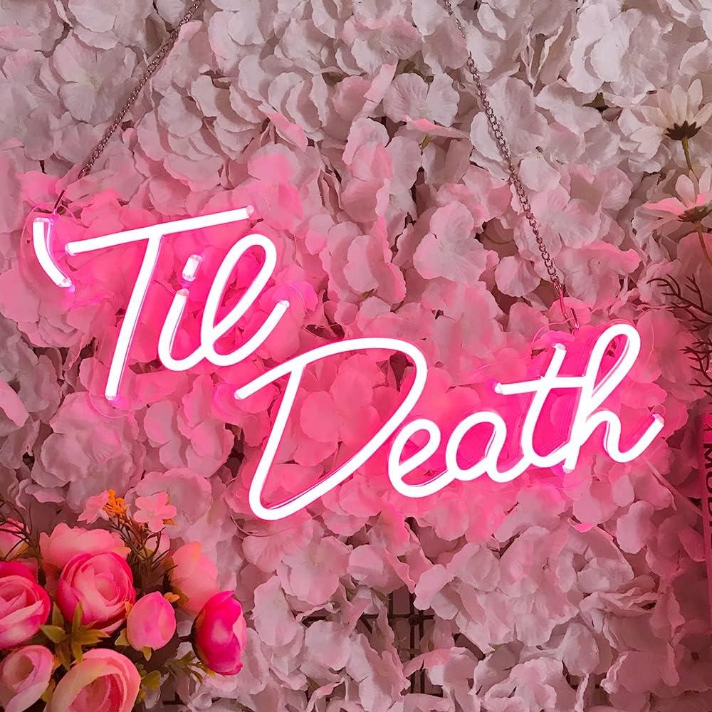 Letrero de Neón Til Death JXIN Rosa 40.64x22.86cm LED
