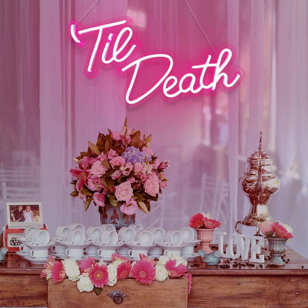 Letrero de Neón Til Death JXIN Rosa 40.64x22.86cm LED
