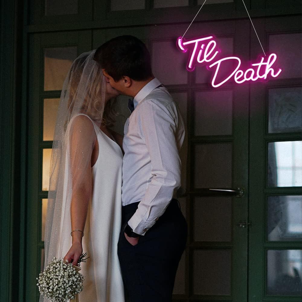 Letrero de Neón Til Death JXIN Rosa 40.64x22.86cm LED