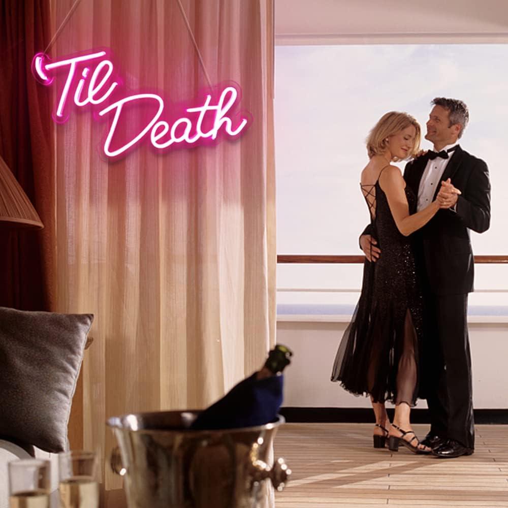 Letrero de Neón Til Death JXIN Rosa 40.64x22.86cm LED