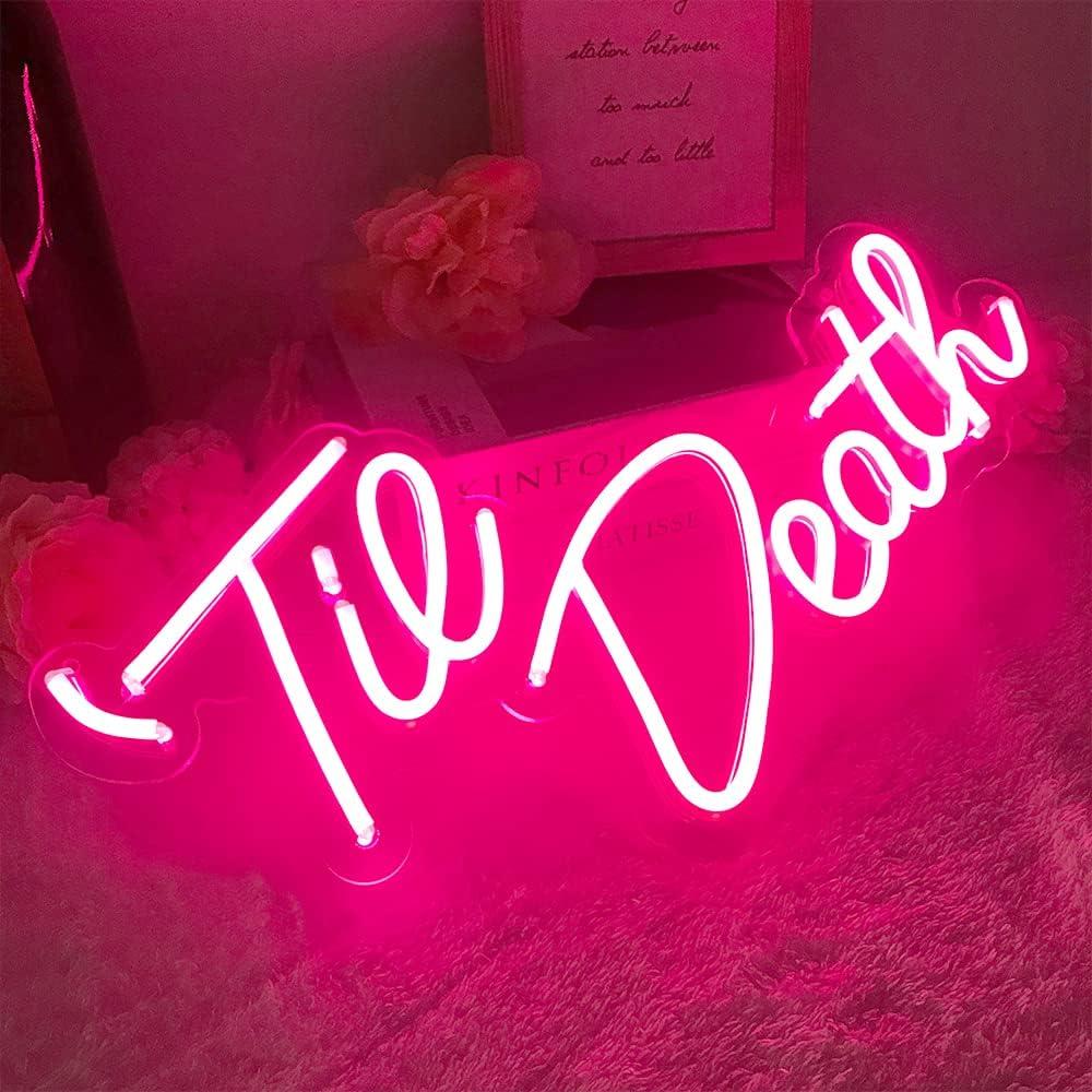 Letrero de Neón Til Death JXIN Rosa 40.64x22.86cm LED