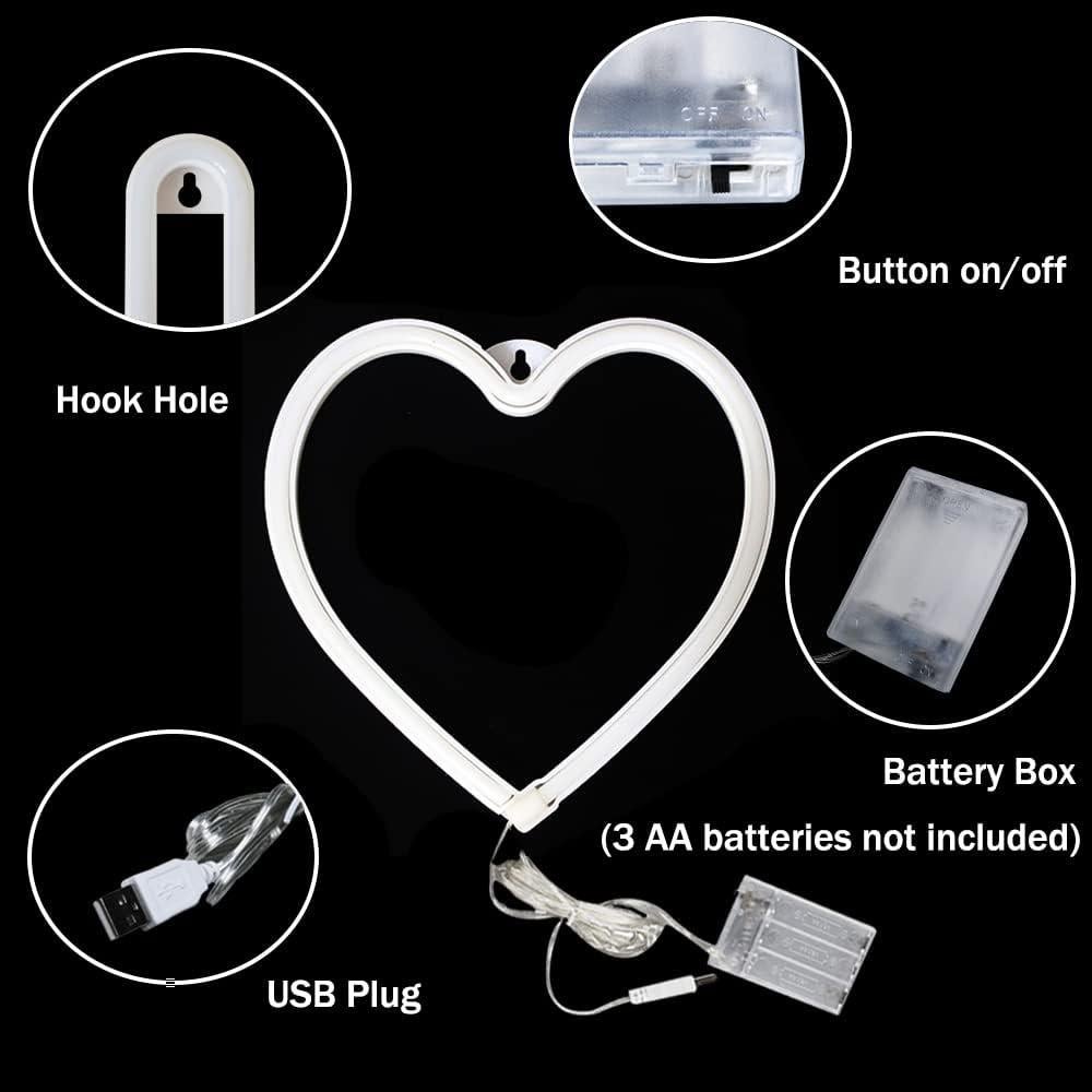 Luz de Neón Corazón Azul LED USB/Batería 20cm Decoración