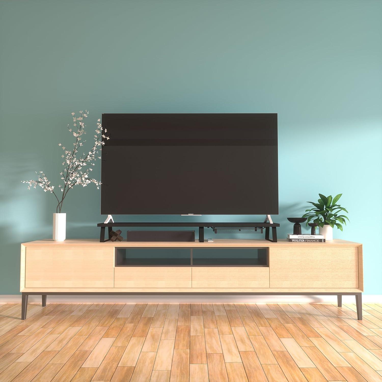 Soporte Elevador para Doble Monitor Aothia con Cajón Negro