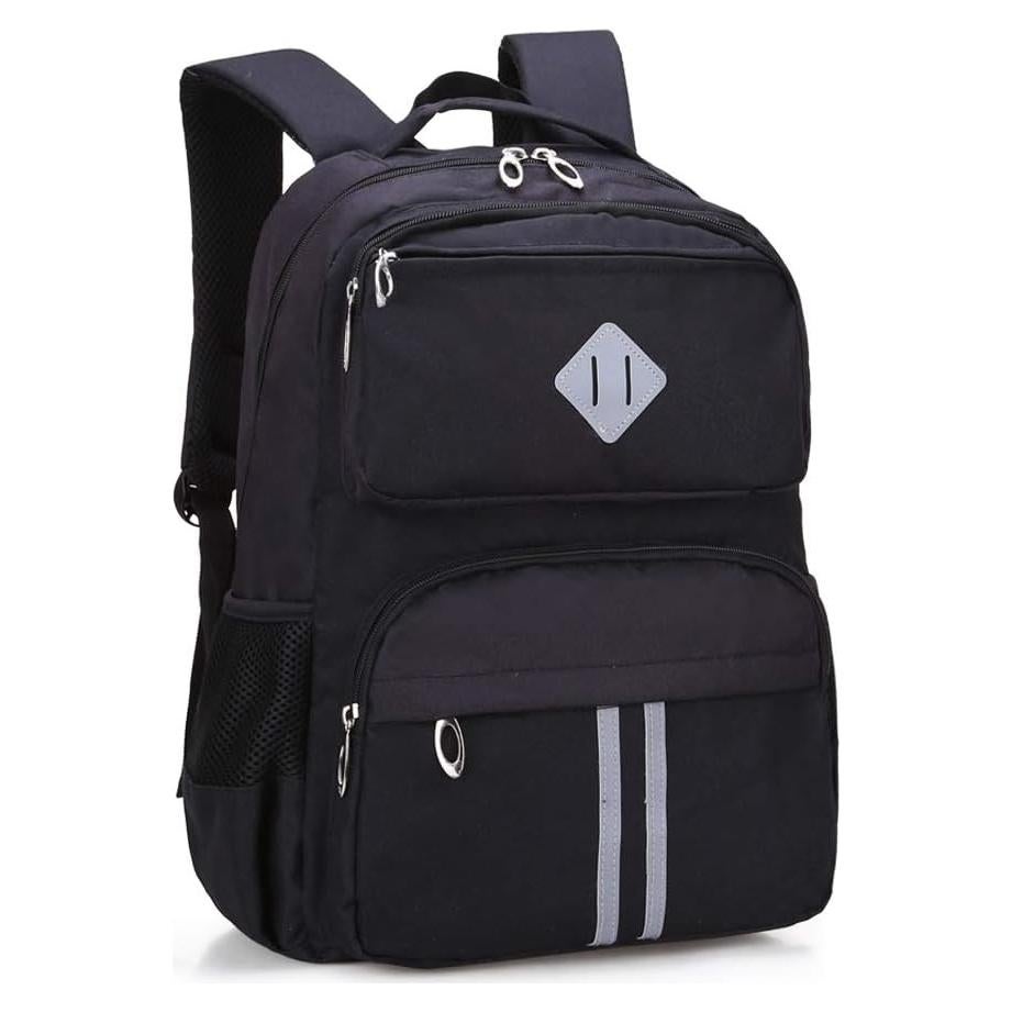 Mochila Escolar HOPYOCK Negra con Diseño Reflectante 44cm