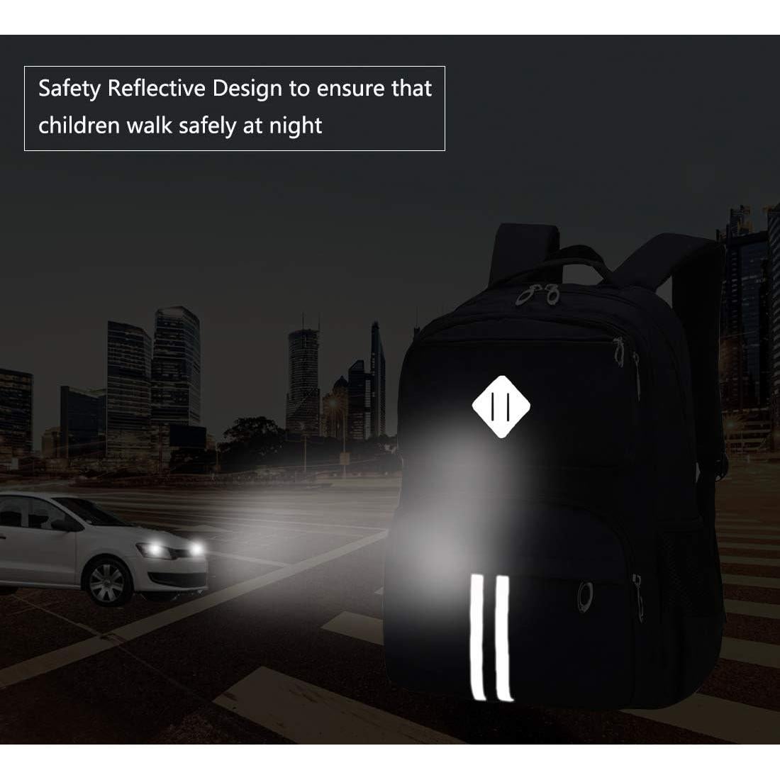 Mochila Escolar HOPYOCK Negra con Diseño Reflectante 44cm
