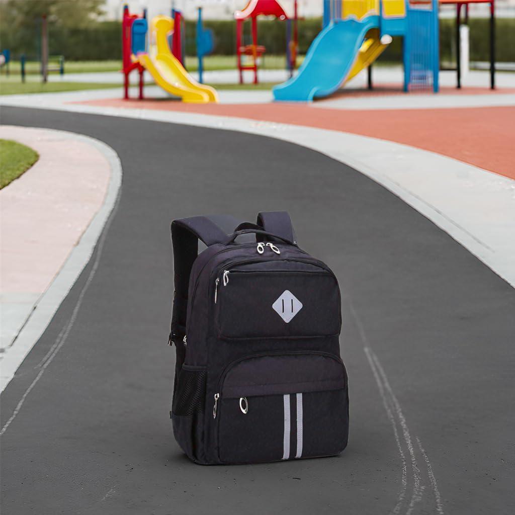 Mochila Escolar HOPYOCK Negra con Diseño Reflectante 44cm