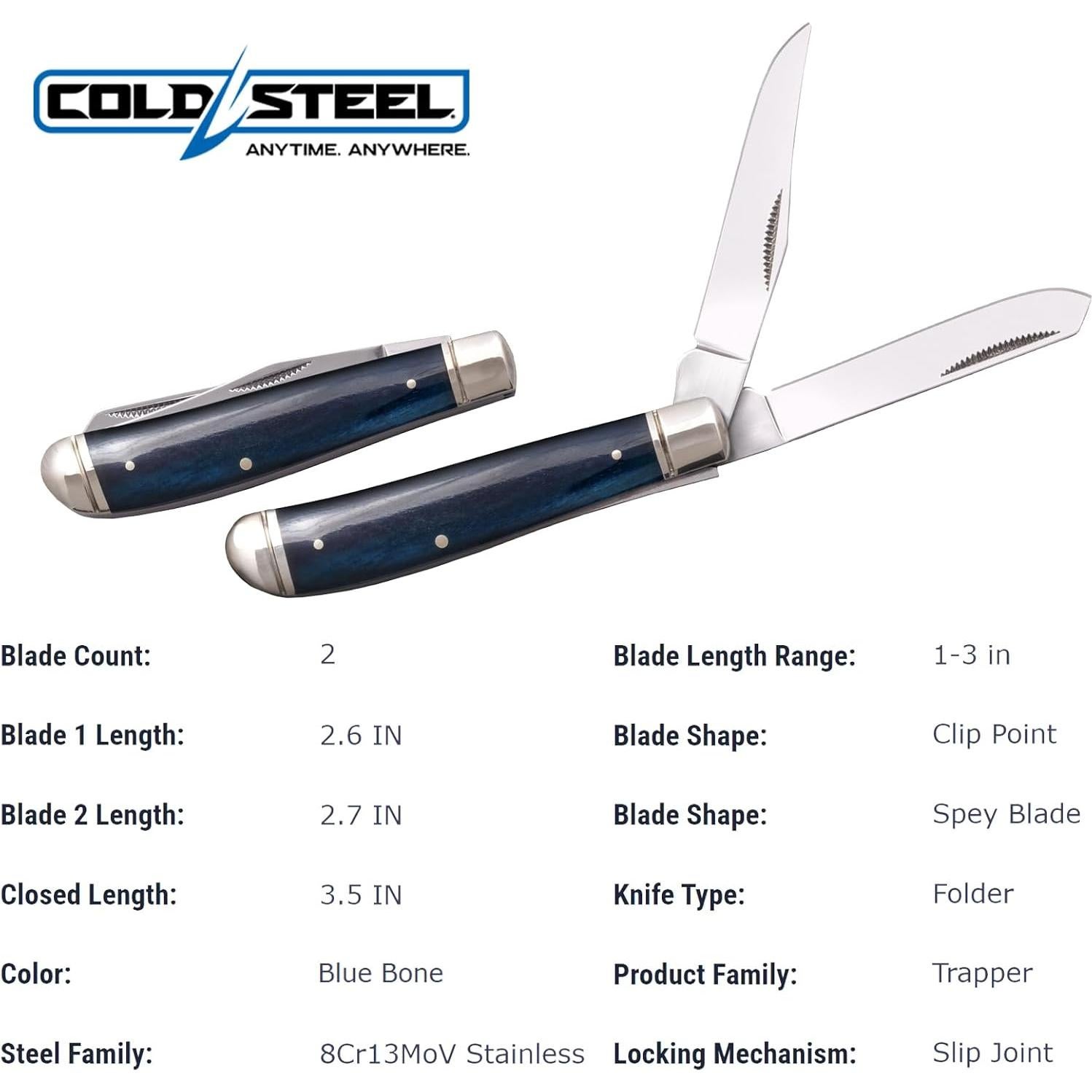 Cuchillo Plegable Cold Steel Mini Trapper 2 Cuchillas Hueso
