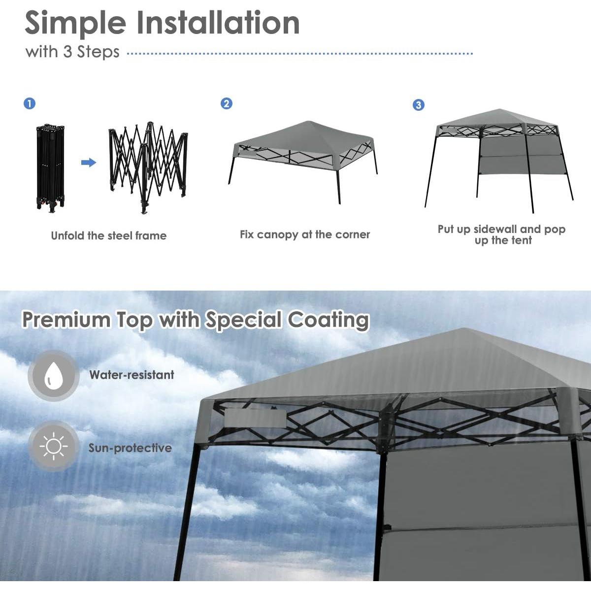 Carpa Plegable Tangkula 2.13x2.13 m Gris con Estacas