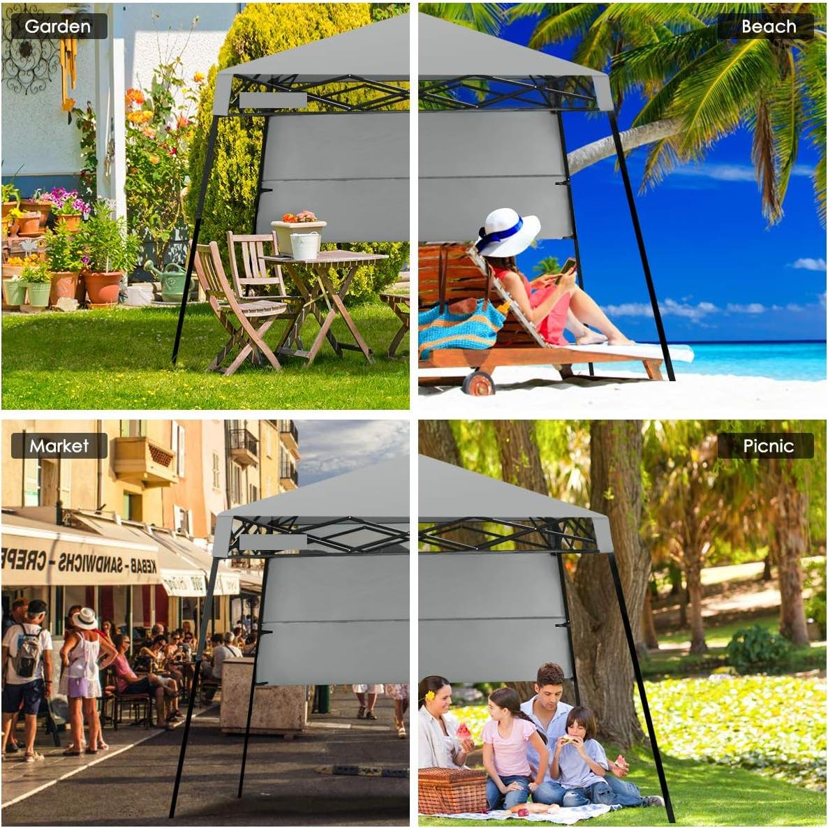 Carpa Plegable Tangkula 2.13x2.13 m Gris con Estacas