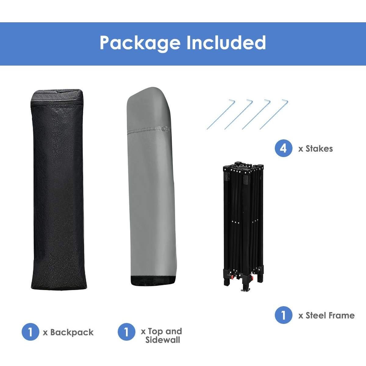 Carpa Plegable Tangkula 2.13x2.13 m Gris con Estacas