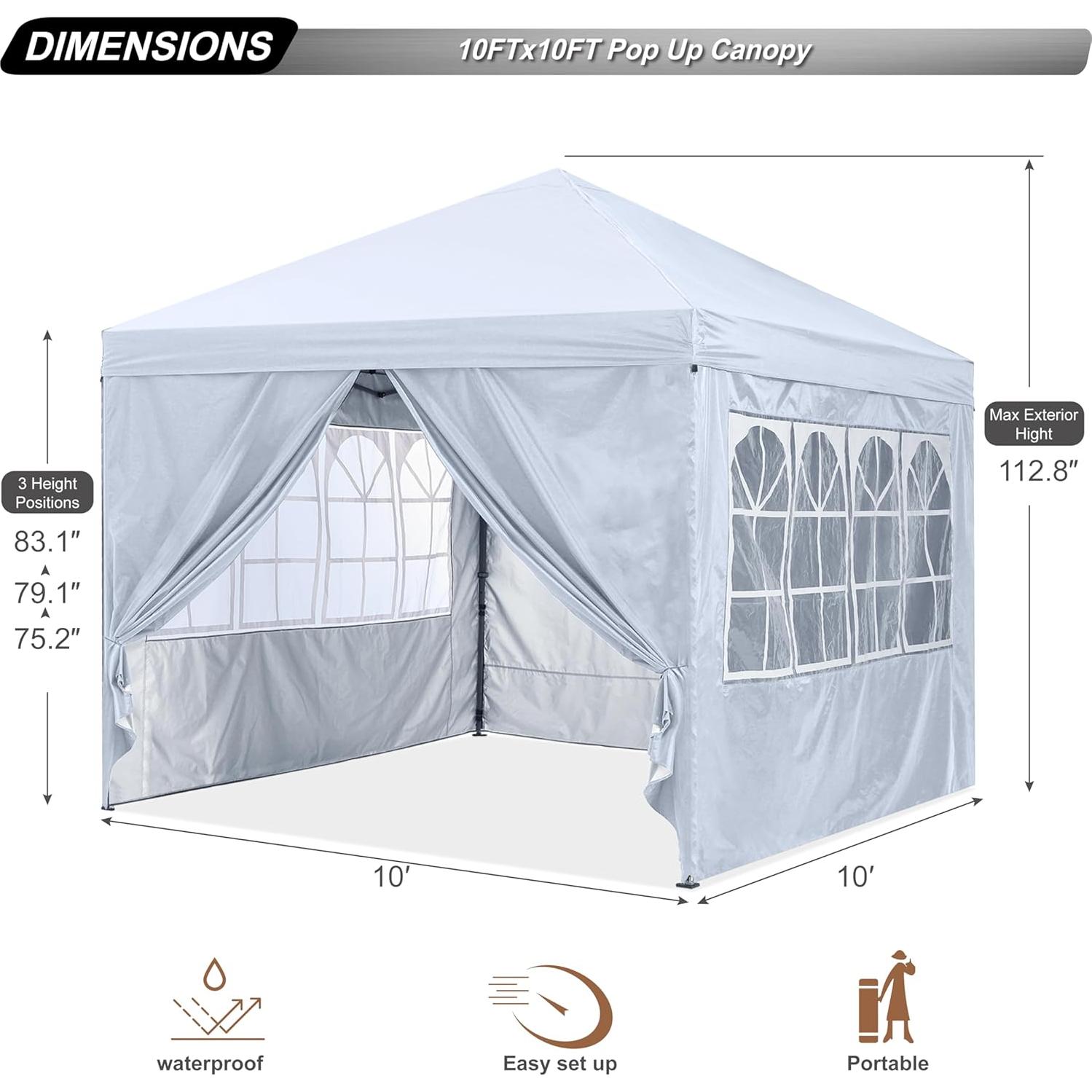 Carpa Plegable ABCCANOPY 3.05x3.05m Blanca con Ventanas