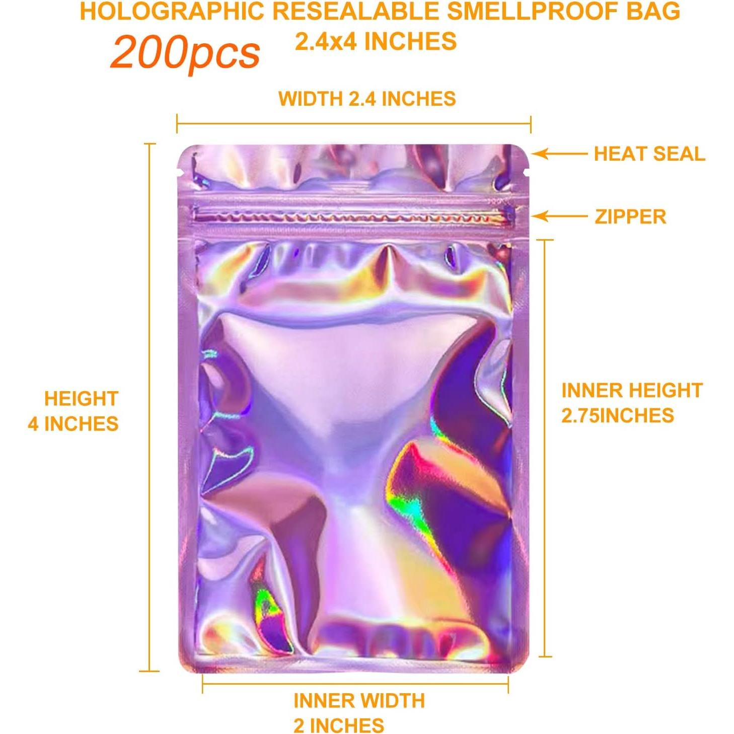 200 Bolsas Holográficas Reutilizables SixWeKit 6.1x10.2cm