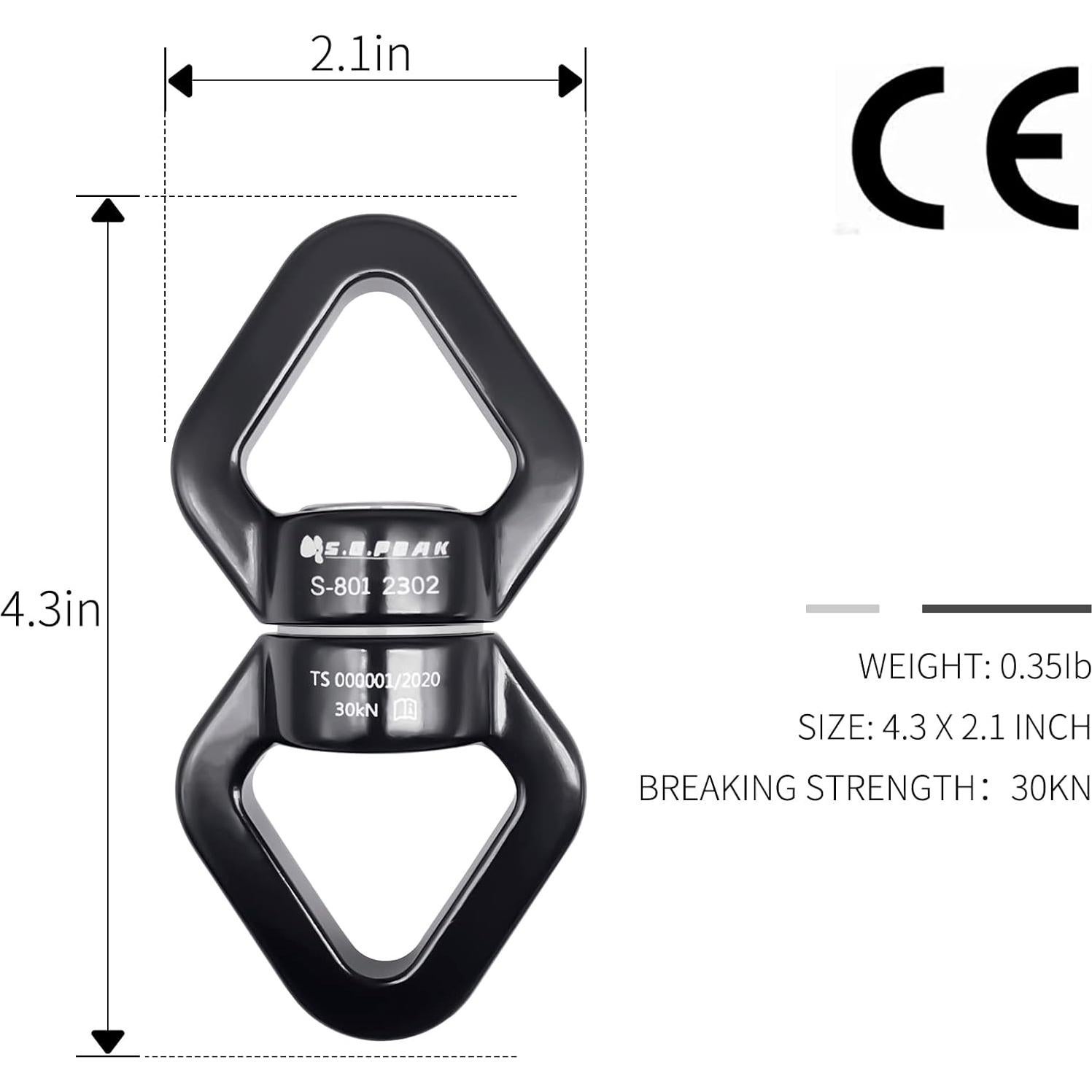 Gancho Giratorio 30kN S.E.PEAK Certificado CE para Columpio